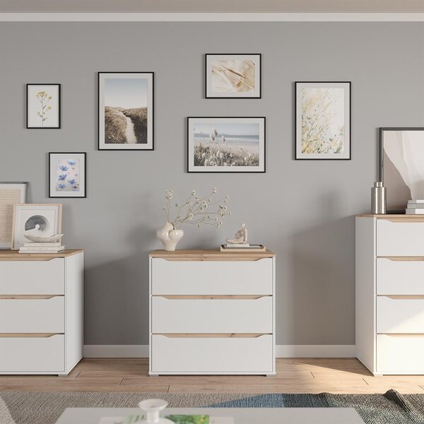 Kredenc Vicco Ruben Bílá/Řemeslný dub 80 x 76.6 cm se 3 zásuvkami, Model 62886