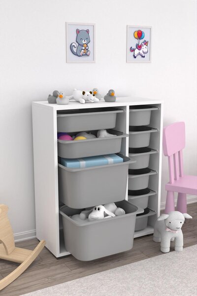 Organizér na hračky Dremonka 10 (šedá + bílá)