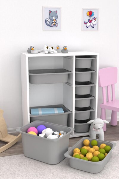 Organizér na hračky Dremonka 10 (šedá + bílá)