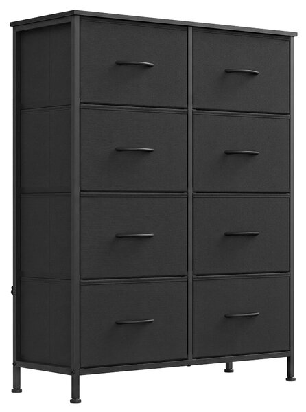SONGMICS Komoda s 8 zásuvkami, úložná skříň do ložnice, rozměry 76,7 x 30 x 96,2 cm, černá barva