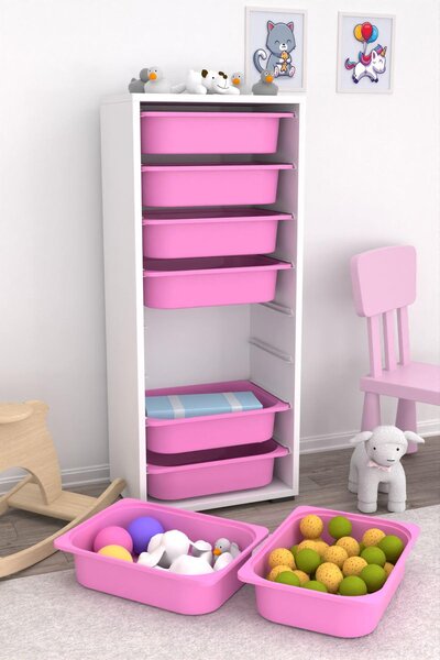Organizér na hračky Dremonka 4 (bílá + růžová)