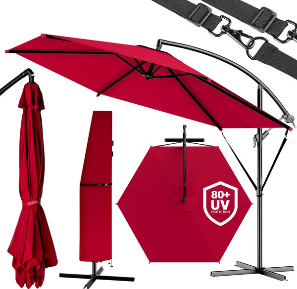 Deuba Zahradní slunečník s UV 80 + Ø300 cm - červený