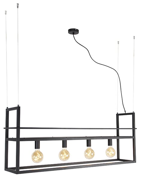 Chytré závěsné svítidlo černé s policí velké 4-světlo vč. Wifi G95 - Cage Rack