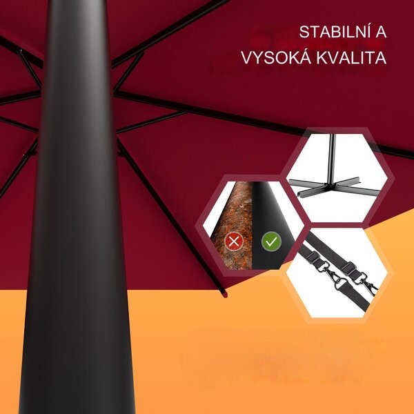 Deuba Zahradní slunečník s UV 80 + Ø300 cm - červený