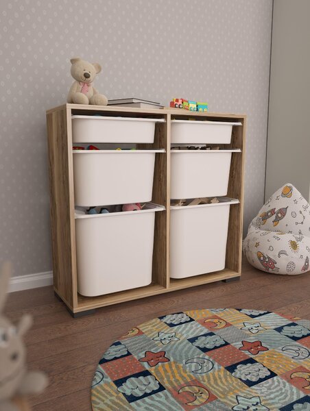 Organizér na hračky Dremonka 5 (ořech + bílá)