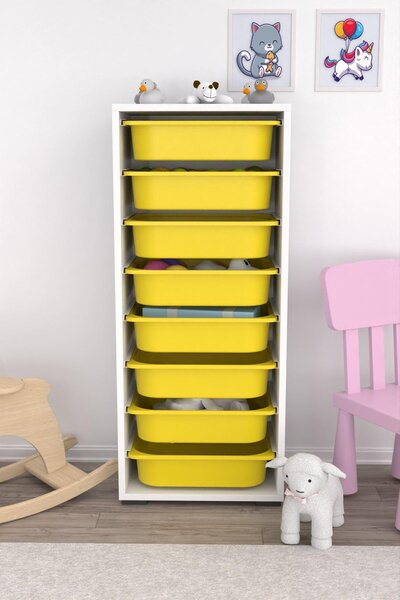 Organizér na hračky Dremonka 4 (bílá + žlutá)