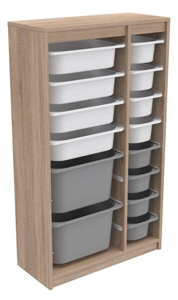 Organizér na hračky Dremonka 6 (dub sonoma + bílá + šedá)