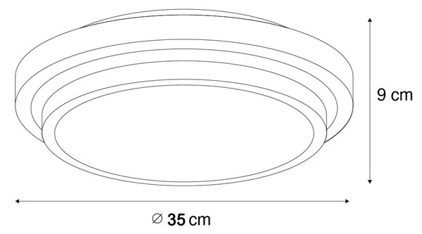 Moderní stropní svítidlo černé s bílým 35 cm IP44 - Walden