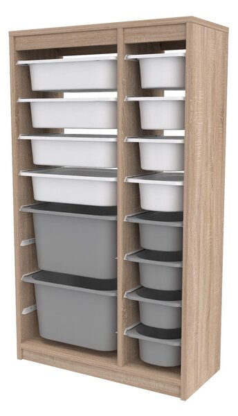 Organizér na hračky Dremonka 6 (dub sonoma + bílá + šedá)