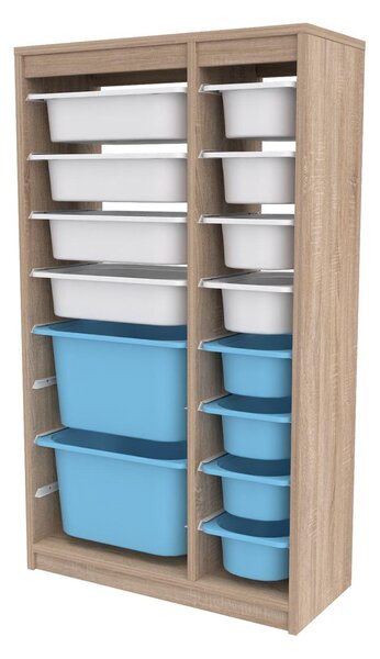 Organizér na hračky Dremonka 6 (dub sonoma + bílá + modrá)