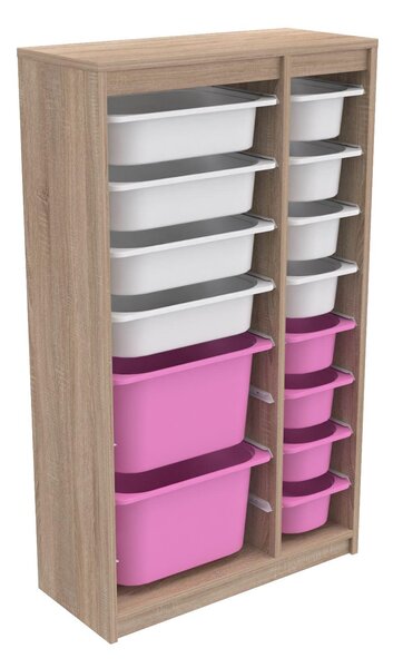Organizér na hračky Dremonka 6 (dub sonoma + bílá + růžová)