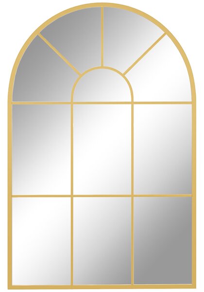Zrcadlo na stěnu HOMCOM 91 x 60 cm Okenní zrcadlo s kovovým rámem Dekorativní zavěšené zrcadlo Zrcadlo do předsíně do ložnice nebo obývacího pokoje Zl