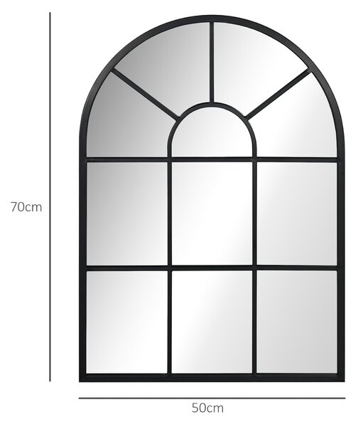 HOMCOM nástěnné zrcadlo 70 x 50 cm okno zrcadlo s kovovým rámem dekorativní závěsné zrcadlo pro ložnici a obývací pokoj, černé | Aosom