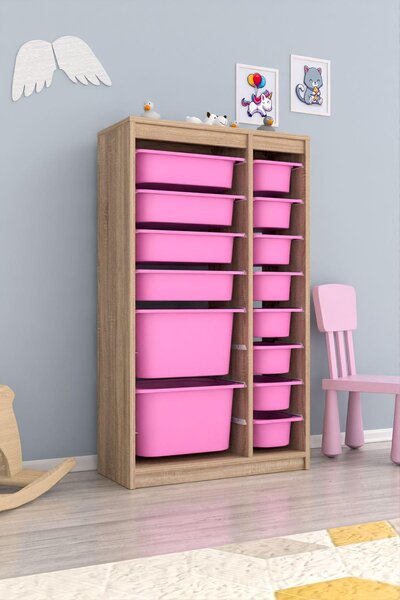 Organizér na hračky Dremonka 6 (dub sonoma + růžová)