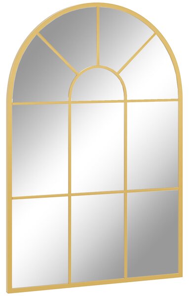 Zrcadlo na stěnu HOMCOM 91 x 60 cm Okenní zrcadlo s kovovým rámem Dekorativní zavěšené zrcadlo Zrcadlo do předsíně do ložnice nebo obývacího pokoje Zl