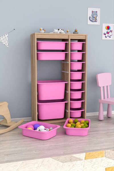 Organizér na hračky Dremonka 6 (dub sonoma + růžová)