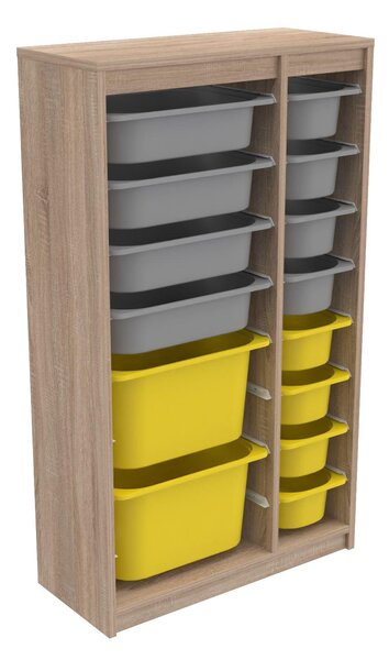 Organizér na hračky Dremonka 6 (dub sonoma + šedá + žlutá)
