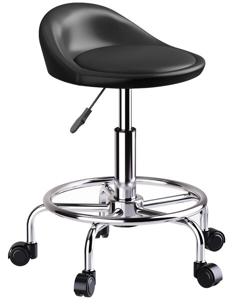 HOMCOM Nastavitelný Kolečkový Skládací Stolek s Opěrkou 59-75 cm Otočný Stolek 360° Rotující Stolek pro Kancelář, Salon, Masáže, Spa Černý | Aosom