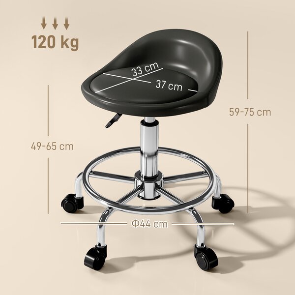 HOMCOM Nastavitelný Kolečkový Skládací Stolek s Opěrkou 59-75 cm Otočný Stolek 360° Rotující Stolek pro Kancelář, Salon, Masáže, Spa Černý | Aosom