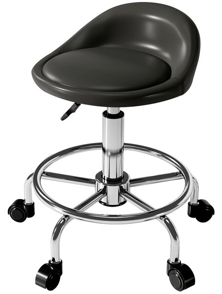HOMCOM Nastavitelný Kolečkový Skládací Stolek s Opěrkou 59-75 cm Otočný Stolek 360° Rotující Stolek pro Kancelář, Salon, Masáže, Spa Černý | Aosom