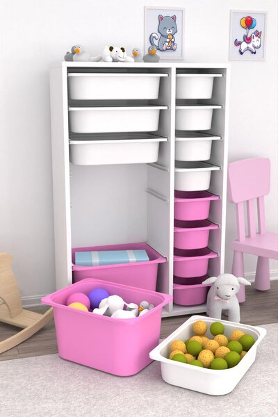 Organizér na hračky Dremonka 7 (bílá + růžová)