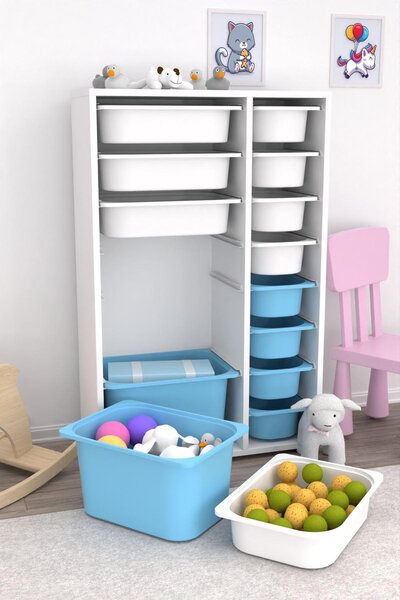 Organizér na hračky Dremonka 7 (bílá + modrá)