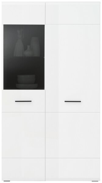 VITRÍNA, antracitová, bílá, 90/164/41 cm Hom`in - Kredence a vitríny