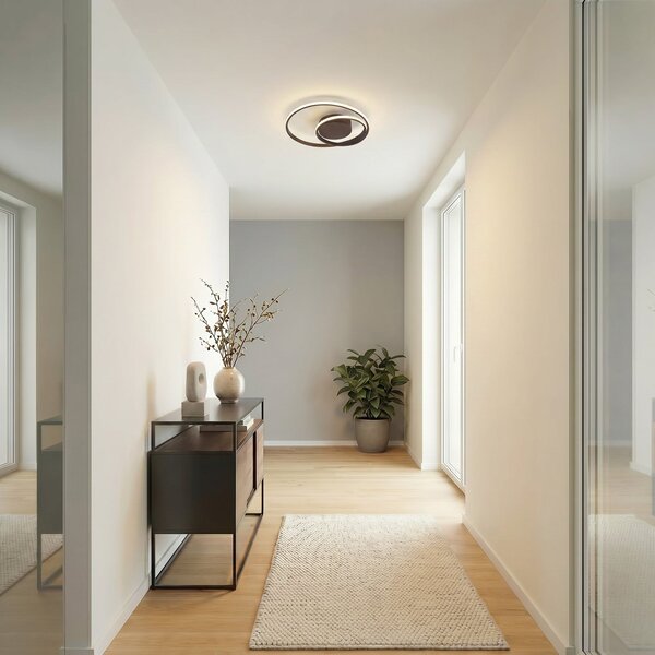 Stropní Lampa Lindby, Emisua, stmívatelné, Černá, Obývací pokoj, Hliník, Moderní