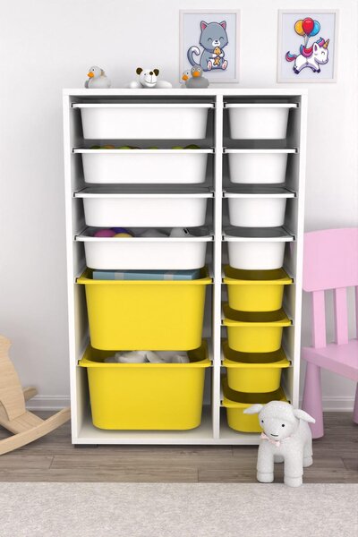 Organizér na hračky Dremonka 7 (bílá + žlutá)