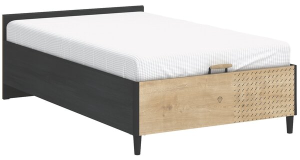 Studentská postel 120x200cm s úložným prostorem a USB Sirius - dub černý/dub zlatý