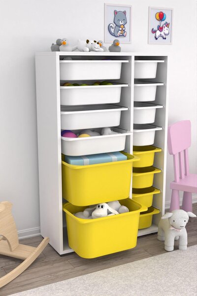 Organizér na hračky Dremonka 7 (bílá + žlutá)