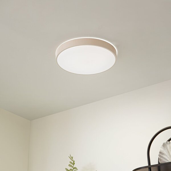 Stropní Lampa Lindby, Zylo, stmívatelné, Béžová, Obývací pokoj, Plast