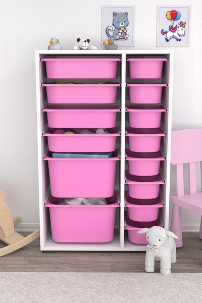 Organizér na hračky Dremonka 7 (růžová + bílá)