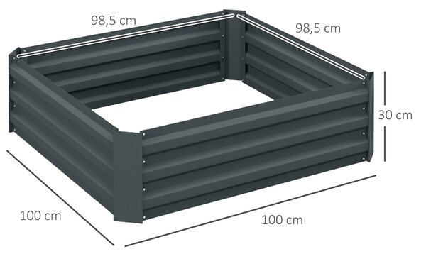 Outsunny 2-dílný vyvýšený záhon z oceli, studený rám pro rostliny, zahradní box na bylinky 100x100x30cm pro zahradu, balkon, terasu, záhon pro květiny