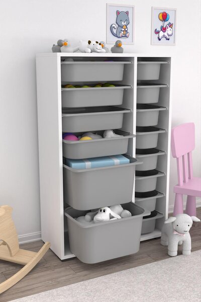 Organizér na hračky Dremonka 7 (šedá + bílá)