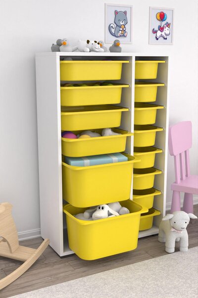 Organizér na hračky Dremonka 7 (žlutá + bílá)