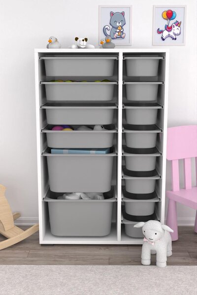 Organizér na hračky Dremonka 7 (šedá + bílá)