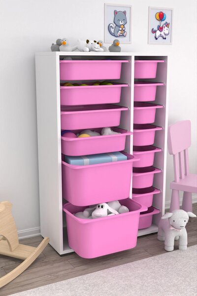 Organizér na hračky Dremonka 7 (růžová + bílá)