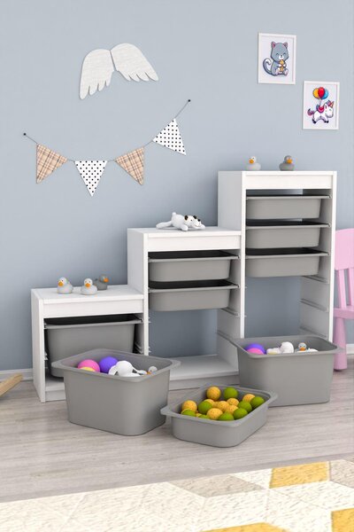 Organizér na hračky Dremonka 9 (bílá + šedá)