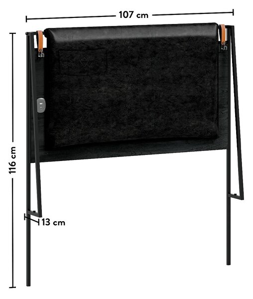 Studentská postel 100x200cm s USB Nebula - černá/šedá