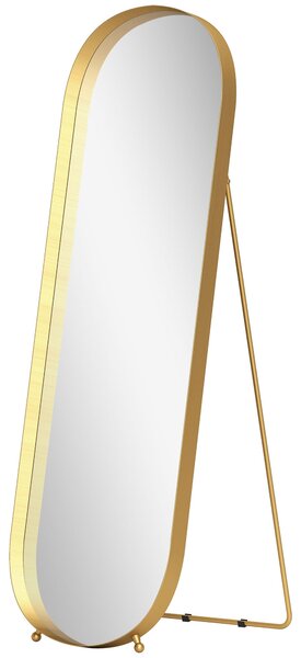 HOMCOM Zrcadlo v plné délce 160 x 50 cm s klenutým rámem, stojící zrcadlo s metalovým rámem a nerozbitným sklem pro obývací pokoj, ložnici a chodbu, Z