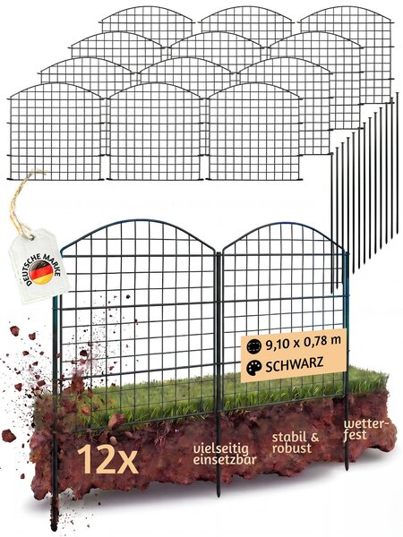 Plotové prvky pro okrasné jezírko, zapichovací plot, pro zahradu, 12 kusů, ocel V2A