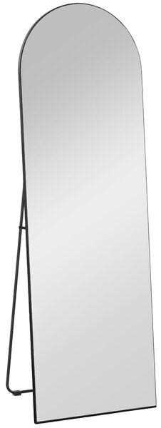 HOMCOM Zrcadlo přes celou postavu, 150 x 50 cm Zrcadlo na stěnu se stojanem, Zaoblený design, Podlahové zrcadlo s bezpečnostní fólií, pro obývací poko