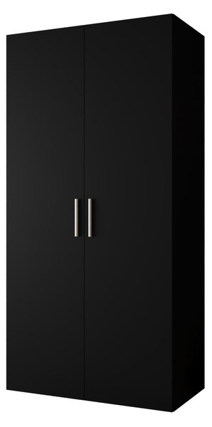 Šatní skříň 100 cm Borry 1 (černá + stříbrná)