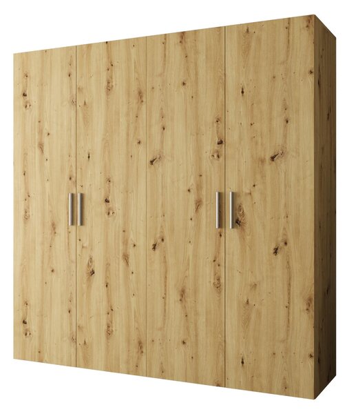 Šatní skříň 200 cm Borry 1 (dub artisan + stříbrná)