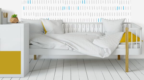 FUGU Ochrana zdi za postel - Čárky grey + vlastní barva Varianta ochrany zdi: Delší strana postele 200x65 cm