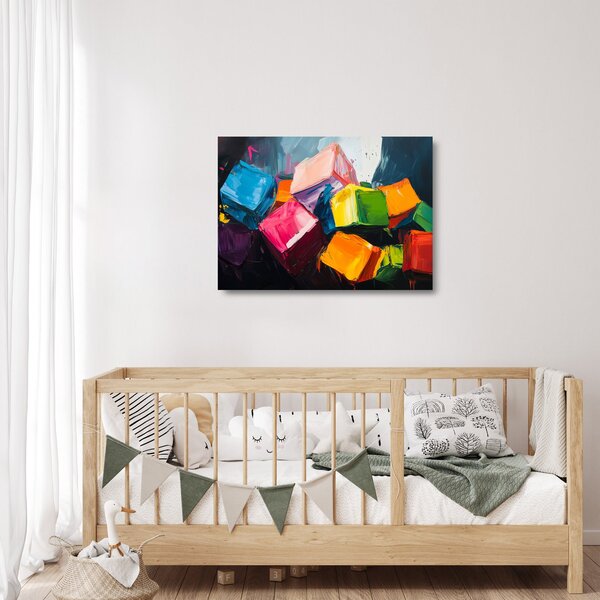 Skleněný obraz - Barevné krychle (70x50 cm)