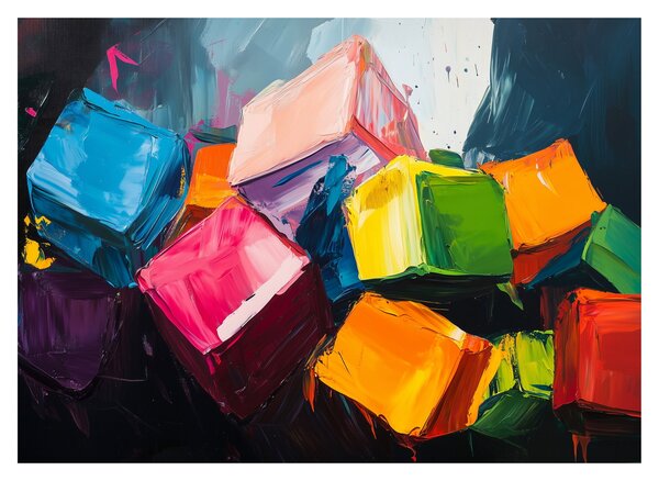 Skleněný obraz - Barevné krychle (70x50 cm)