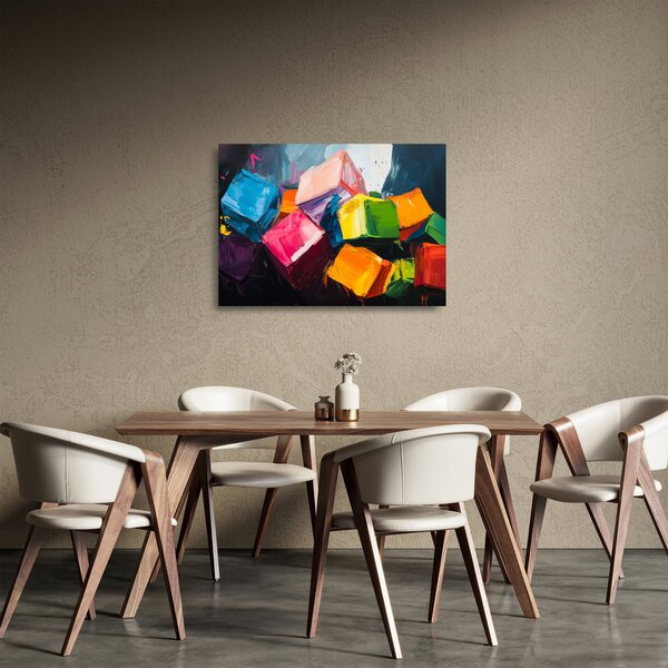 Skleněný obraz - Barevné krychle (70x50 cm)