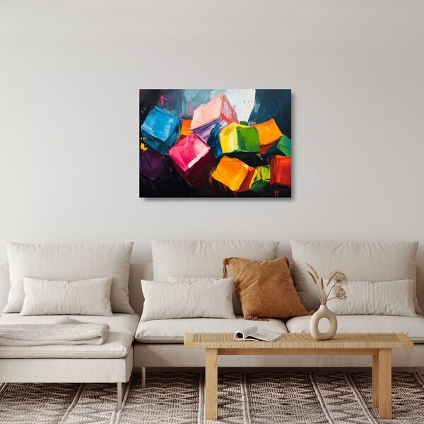 Skleněný obraz - Barevné krychle (70x50 cm)